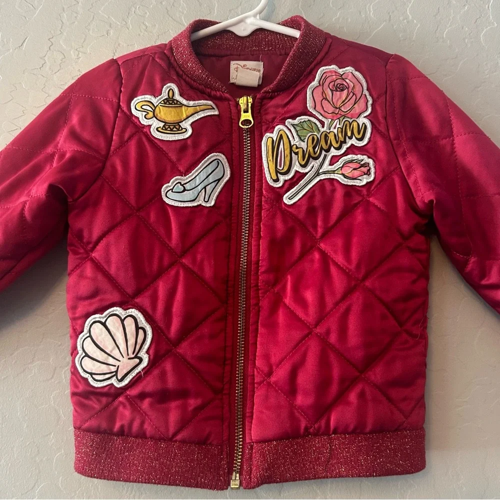 Disney collection by tutu couture burgundy princess patch puffer jacket 3t
